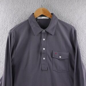 Criquet Long Sleeve Golf Polo Shirt Men's L Gray Pima Cotton Performance Stretch